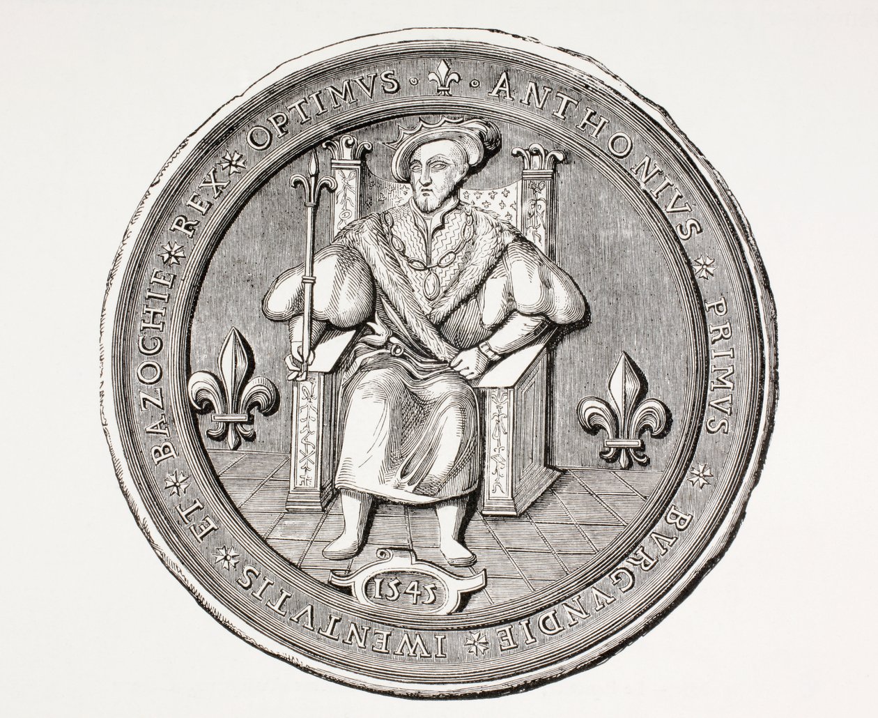 Segl av kongen av Basoche, lederen av lauget av juridiske funksjonærer i Paris rettssystem, fra Les Arts au Moyen Age, publisert 1873 av French School