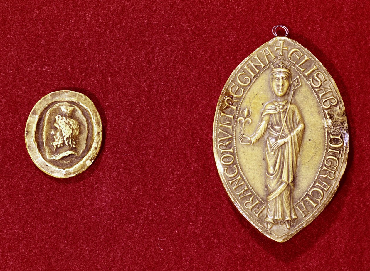 Segl som tilhører keiser Karl den Store (742-814) og dronning Isabelle av Hainaut (1170-ca. 1190) av French School