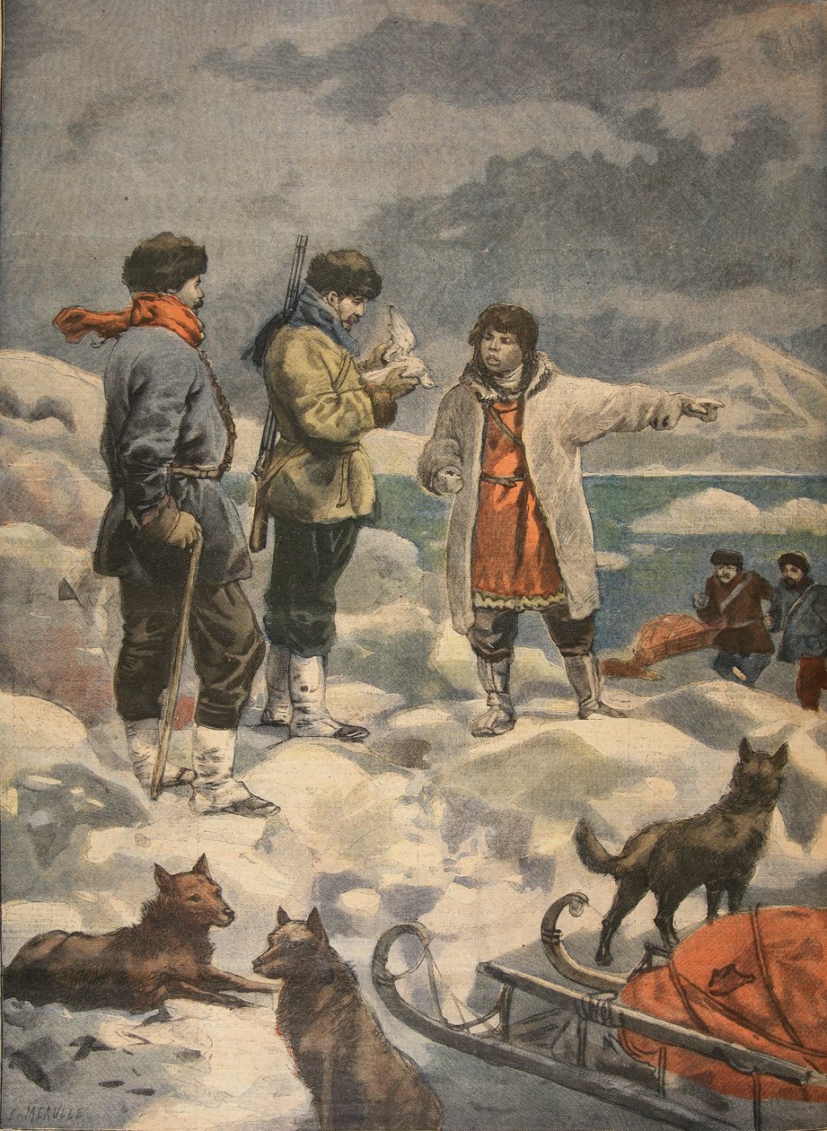 Søker etter Andree, News!, illustrasjon fra Le Petit Journal: Supplement illustre, 1898 av French School