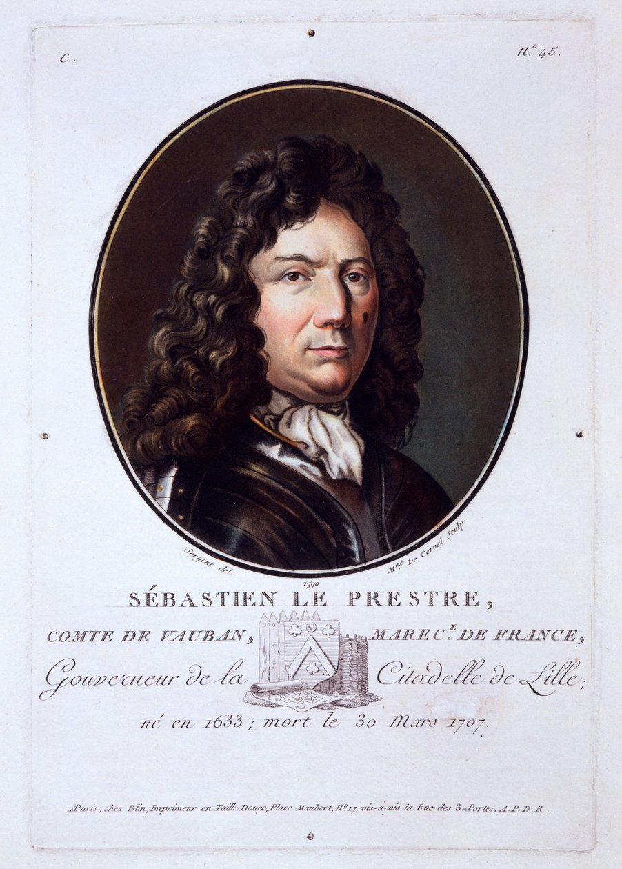 Sebastien le Prestre, Comte de Vauban, fra Portraits of Great Men, Illustrious Women, and Memorable Subjects of France, utgitt 1787-92 av French School