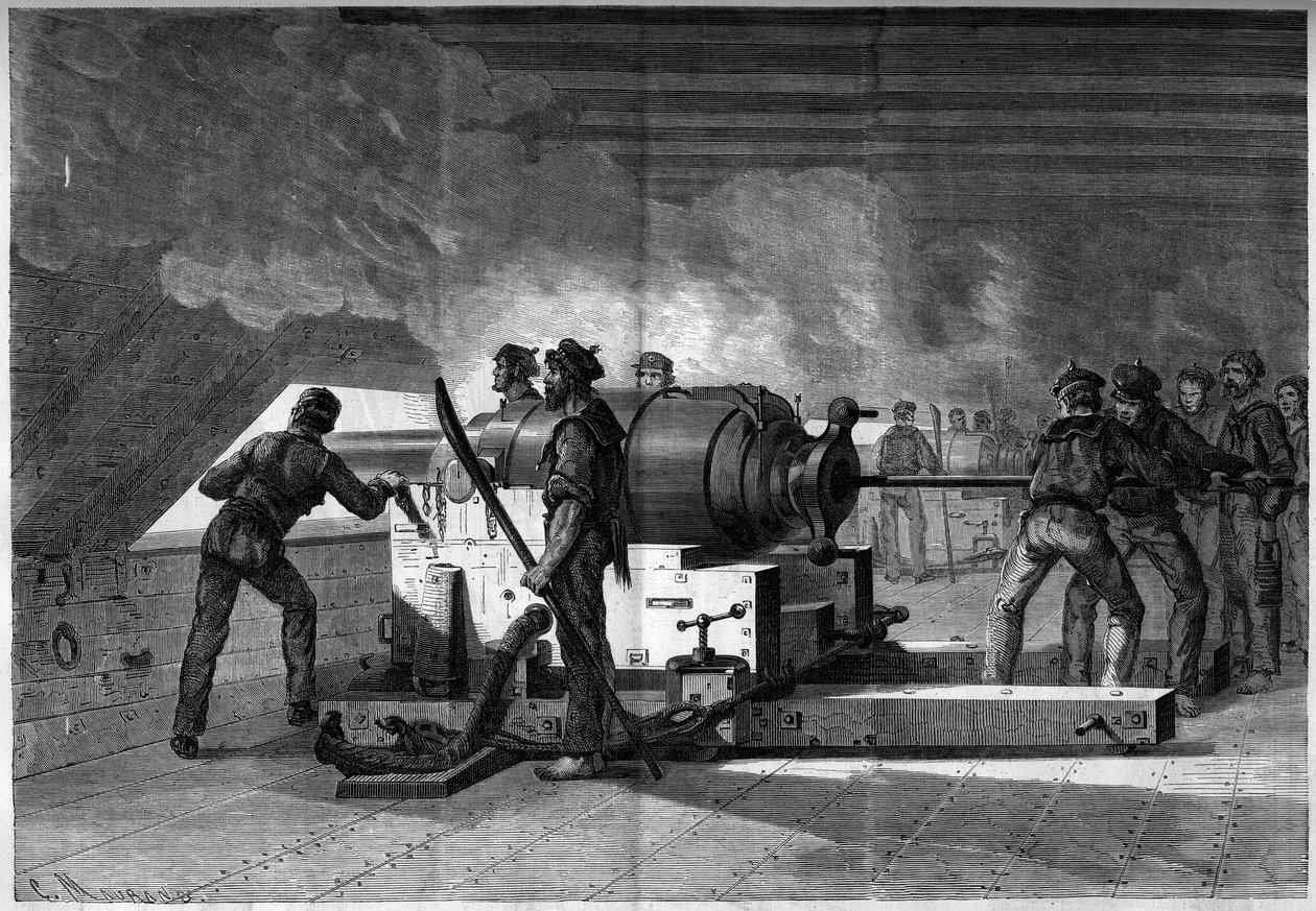 Løsrivelseskrig (1861–1865) eller amerikansk borgerkrig – Sjøslaget ved Hampton Roads (Virginia) – 8.–9. mars av French School