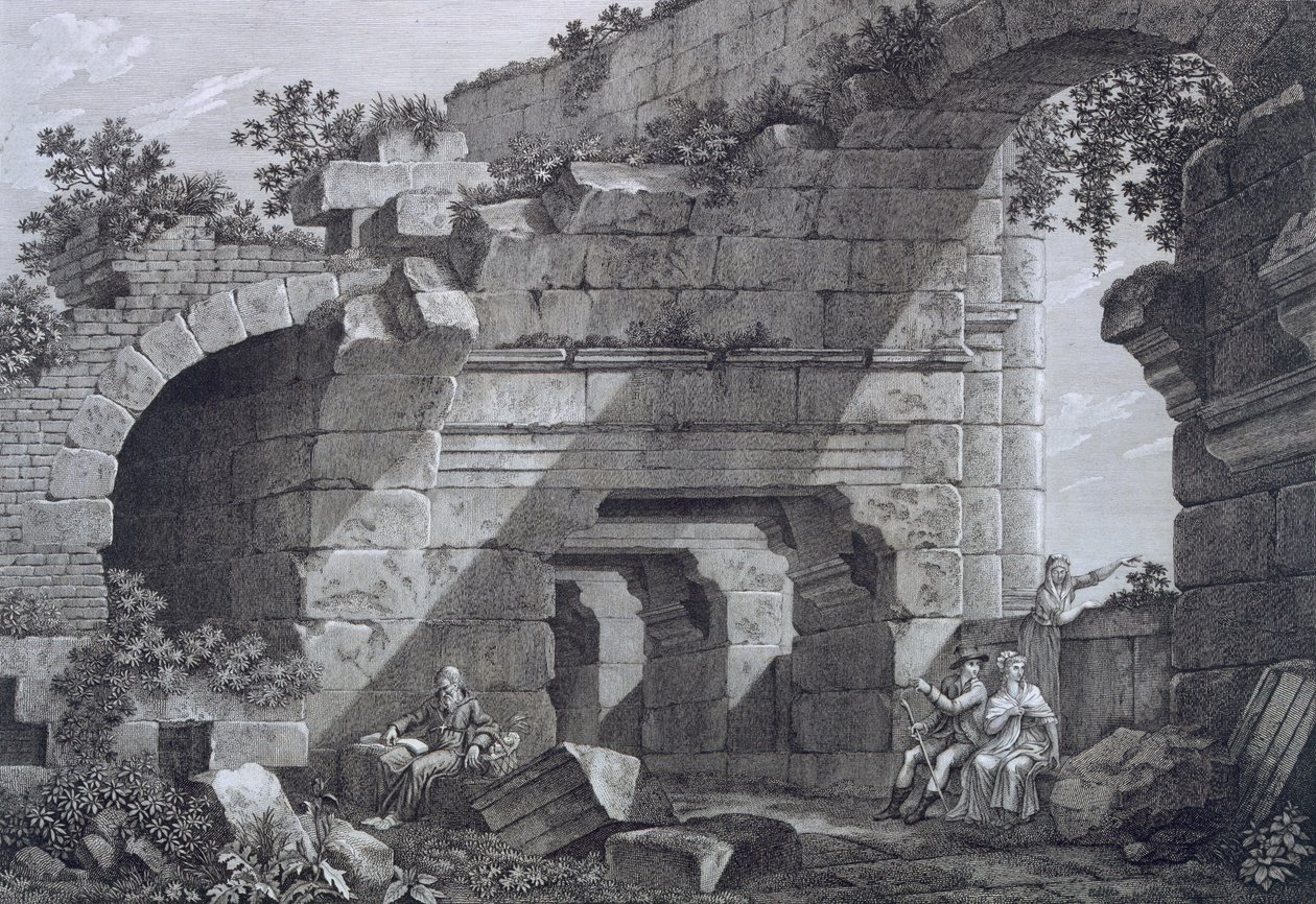 Andre lags gallerier i amfiteateret i Nimes, fra Antiquities of France: Vol I, Monuments of Nimes av French School