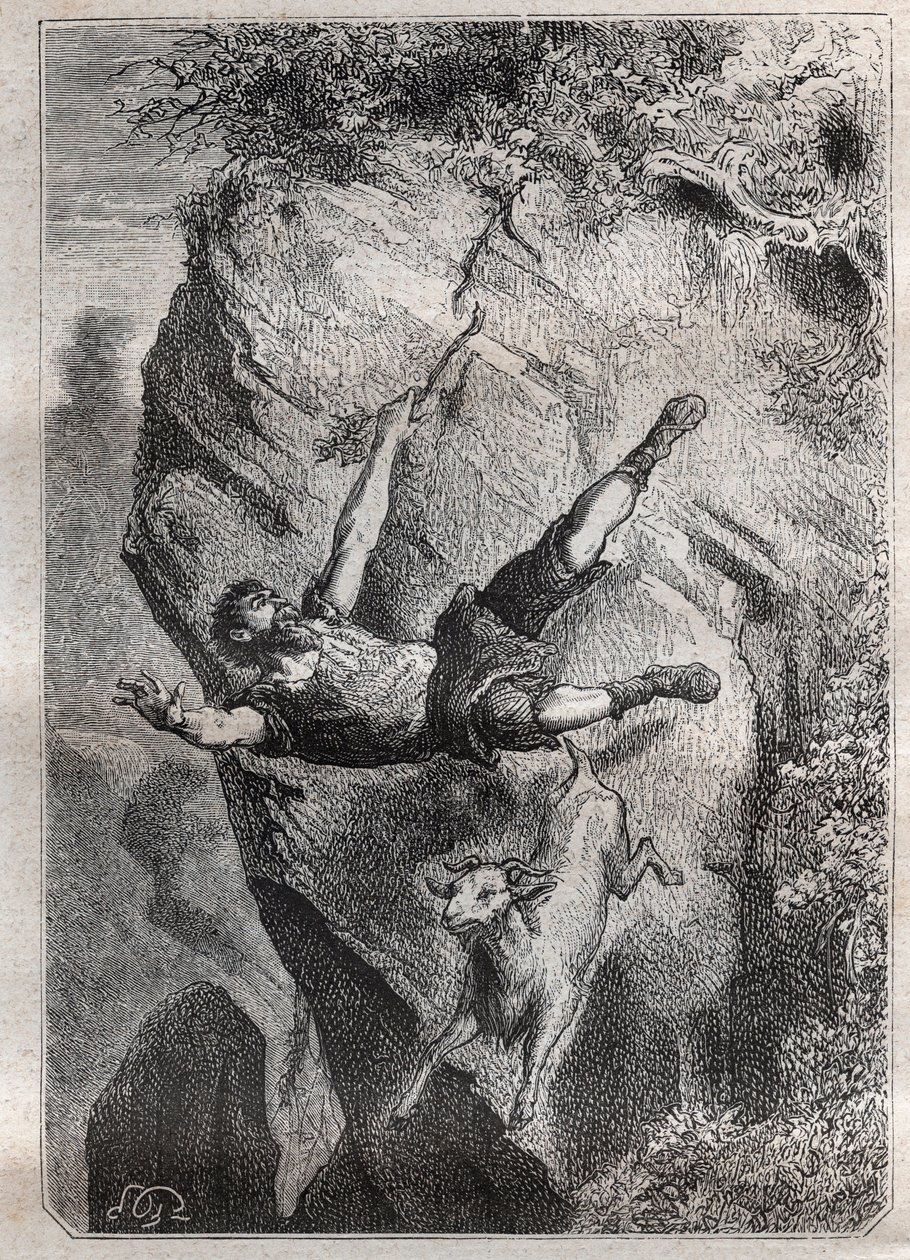 Selkirk rolled up and down with his prey; an adventure of Alexandre Selkirk (Alexander Selcraig) (1676-1721), a Scottish sailor abandoned on the Island of Juan-Fernandez in the Pacific Ocean) for four years whose adventure inspired Daniel Defoe