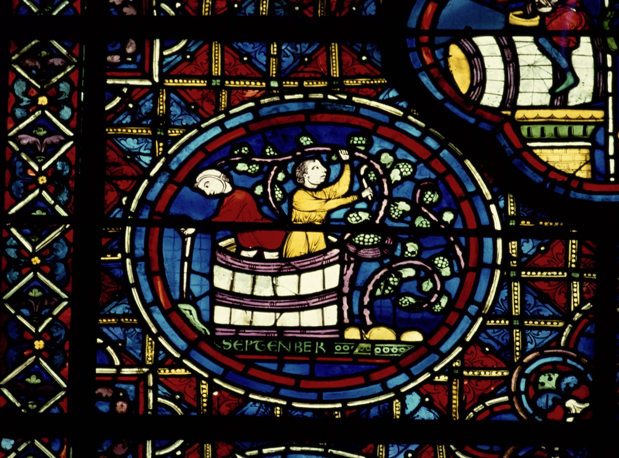 september, fra Zodiac Window, 1200-tallet av French School