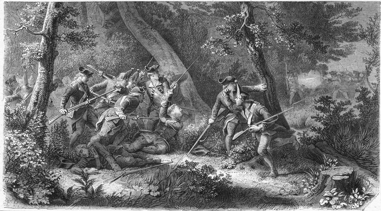 Syvårskrig (1756-1763): døden til Louis d'Assas du Mercour, kjent som ridderen av Assas (1733-1760), fransk kaptein, 16. oktober av French School