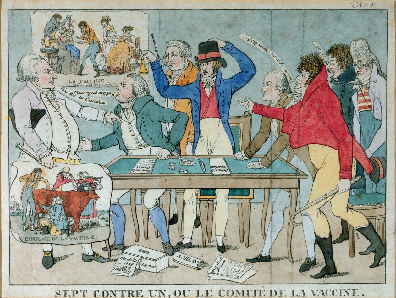 Seven against One, eller Vaksinekomiteen, ca. 1800 av French School