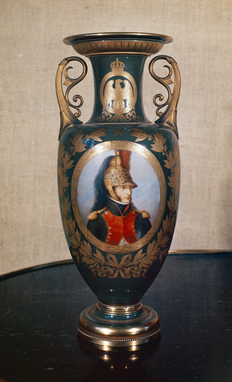 Sevres vase som viser Louis Bonaparte (1778-1846) (porselen) av French School