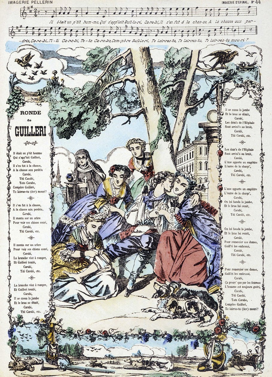 Noter til sangen "" Ronde de Guilleri"" - bilde av Epinal av French School
