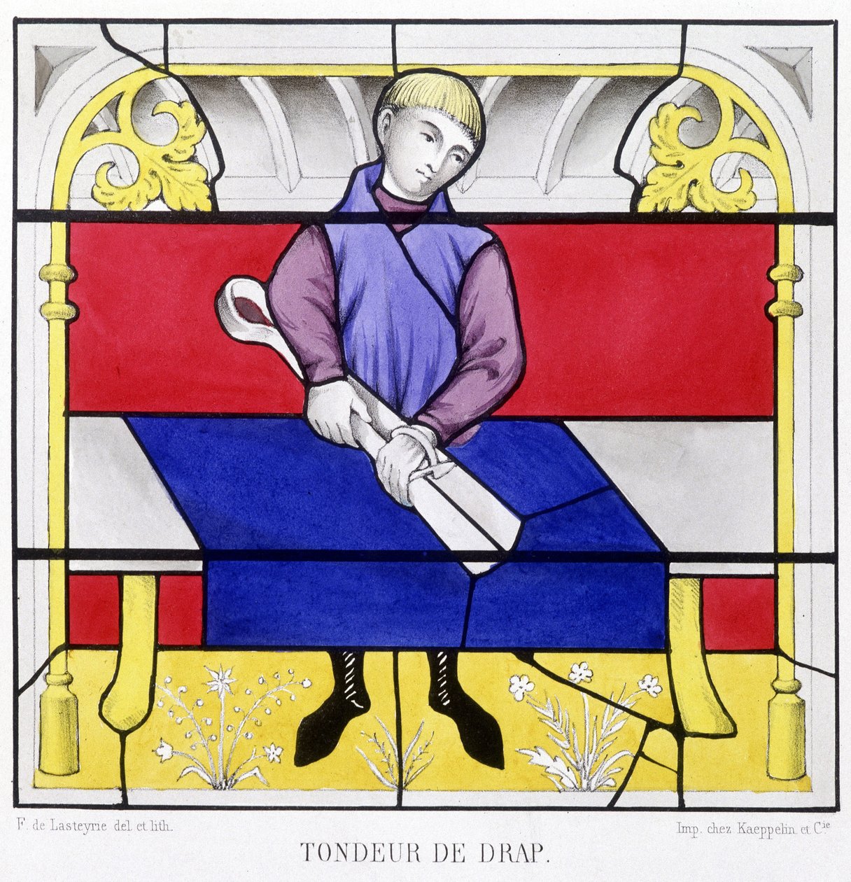 Arkmaker. Faksimile av et glassmaleri fra middelalderen i «Histoire de la peinture sur verre»» av Ferdinand de Lasteyrie av French School