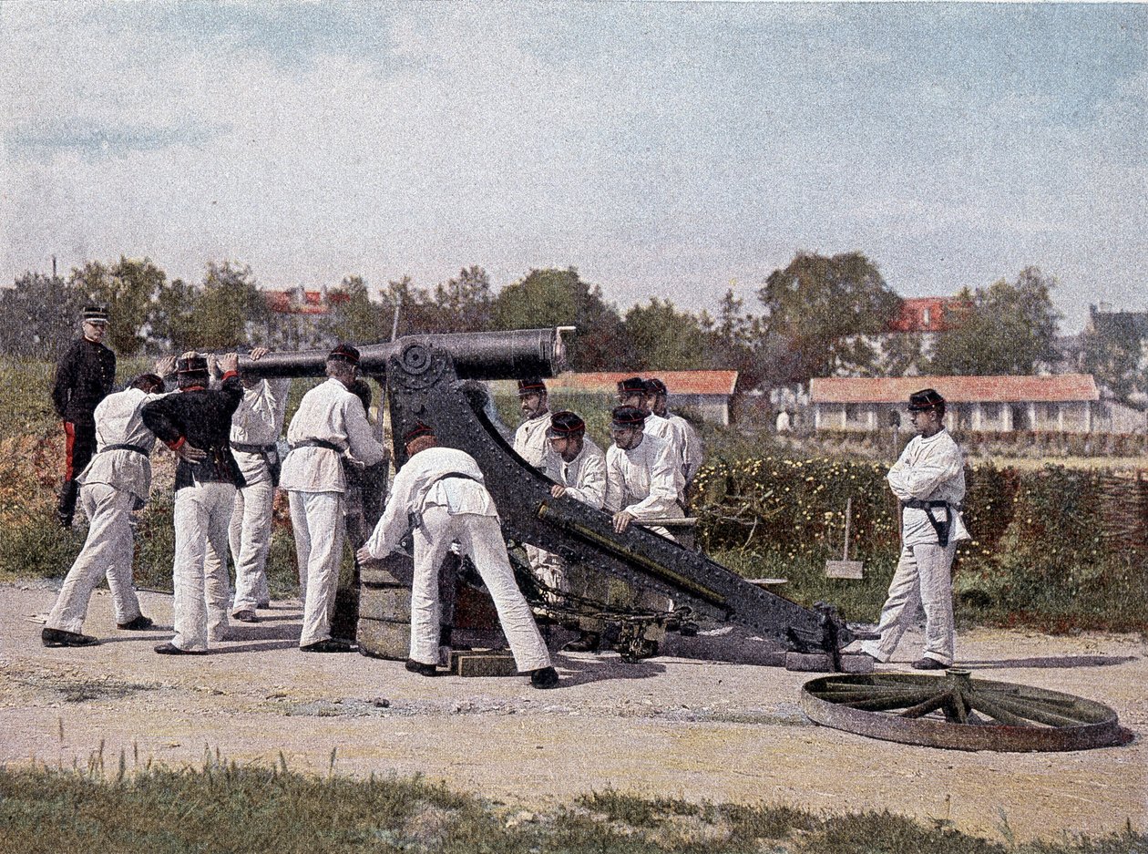 Shoot a 95 cannon from a lookout for seats and square - in “” Military Album” - foot artillery av French School