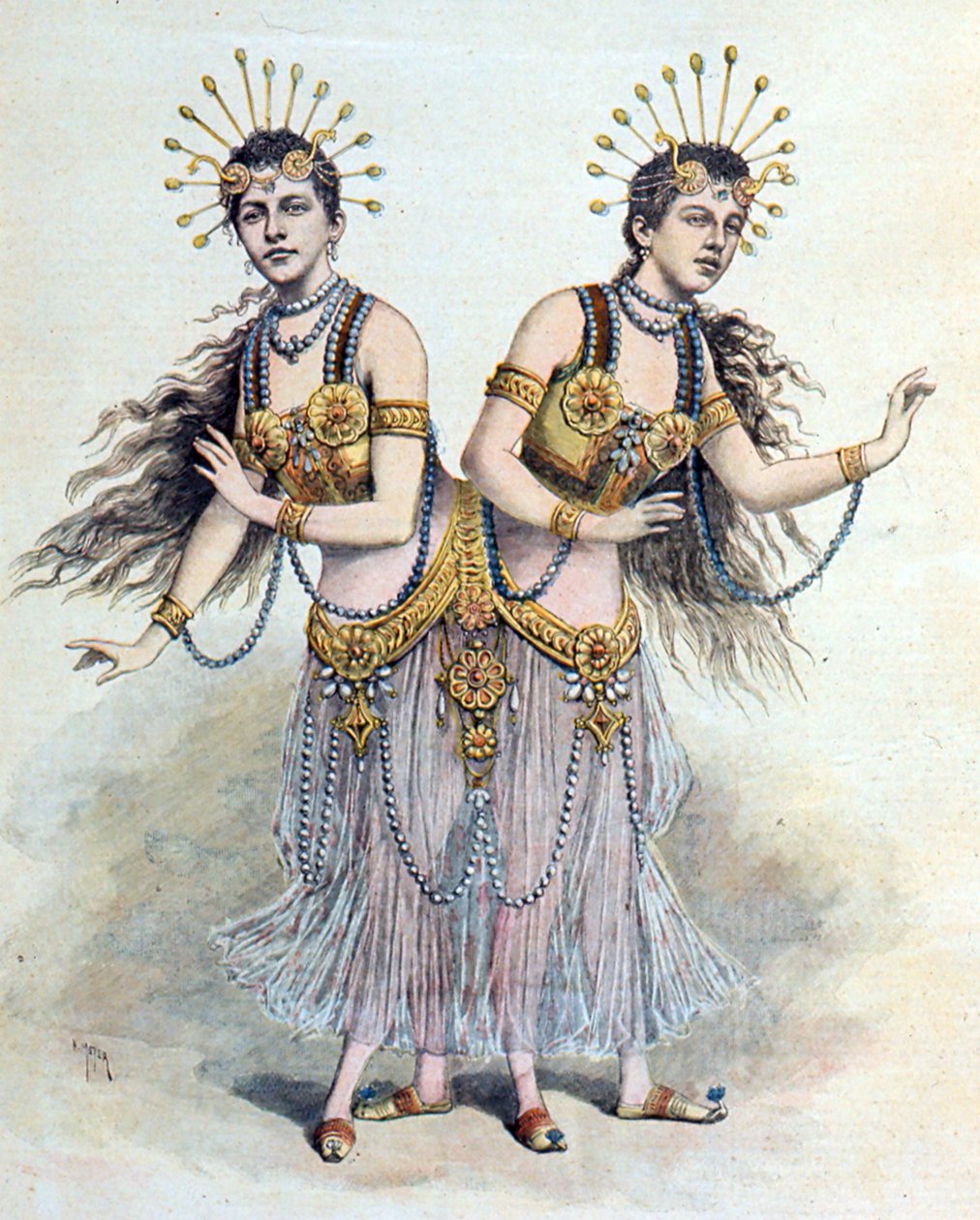 Siamesiske tvillinger, Rosa - Josepha Blazek Fra "Le Petit Journal", Paris, 8. april 1891 (gravering) av French School