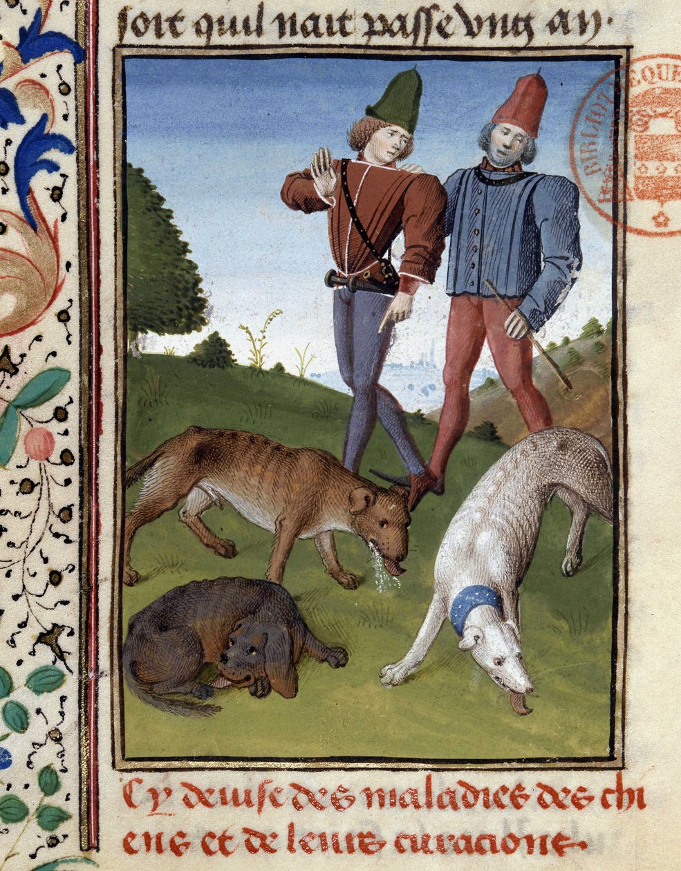 Syke jakthunder - i "" Hunting book of Gaston Phoebus, Count of Foix, Lord of Béarn"" av French School