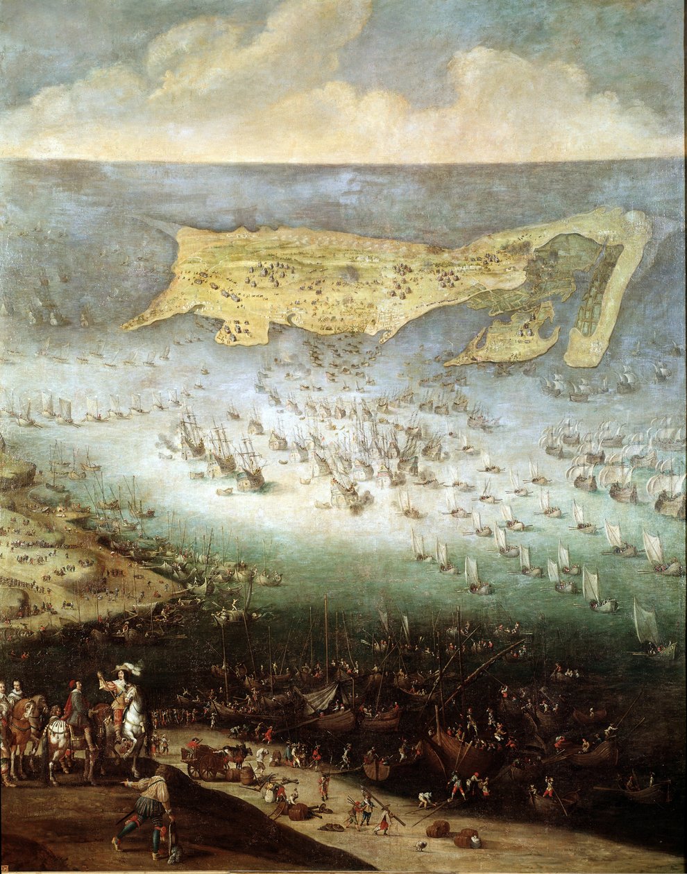Beleiring av citadellet til Saint Martin på Ile de Re, i 1627 (maleri, ca. 1640) av French School