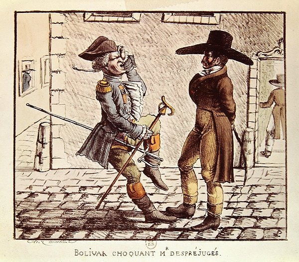 Simon Bolivar (1783-1830) sjokkerte M. Desprejuges av French School