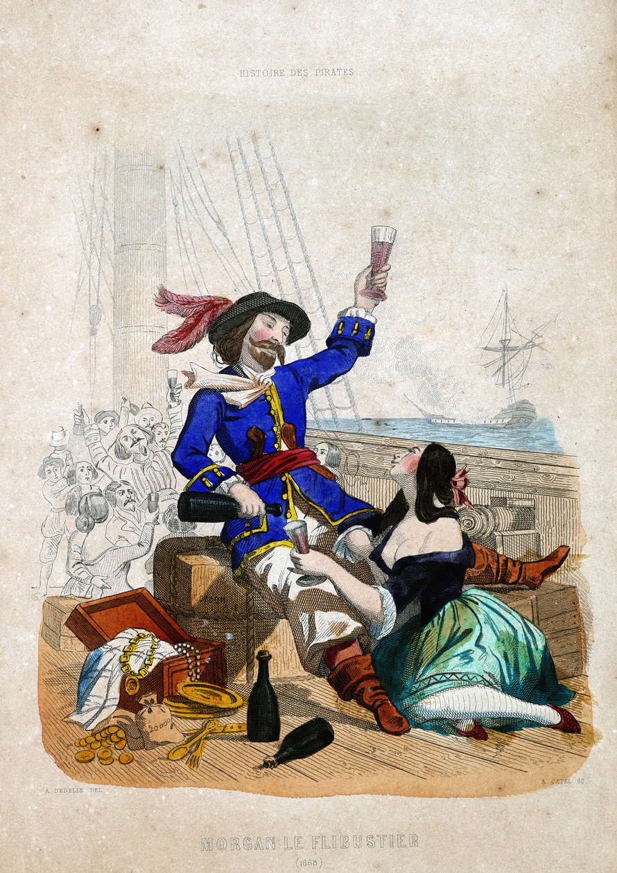 Sir Henry Morgan (1635-1688) (Morgan the flibustier): innfødt i Wales i "History of Pirates and Privateers of the Ocean and the Mediterranean" av P. Christian av French School