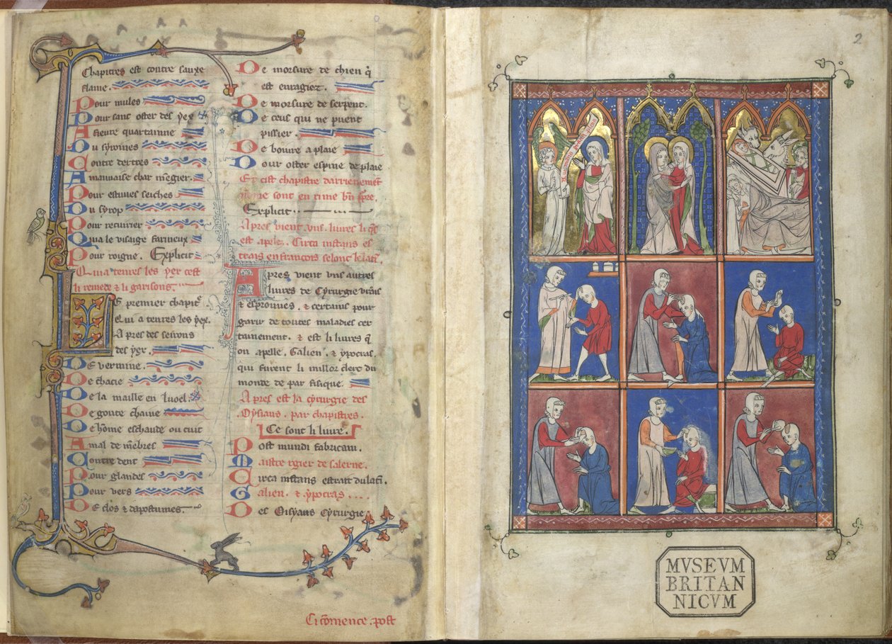Sloane 1977, f.2 The Chirurgia: bibelske og medisinske scener av French School