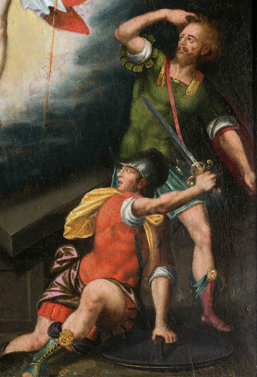 Soldater under oppstandelsen, detalj. Triptyk av Aubery av French School