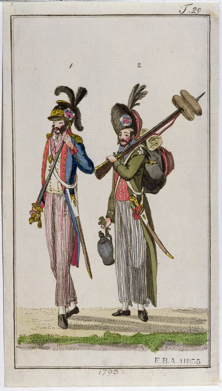 Soldater fra den franske revolusjonen som bar bajonetter i 1793 av French School