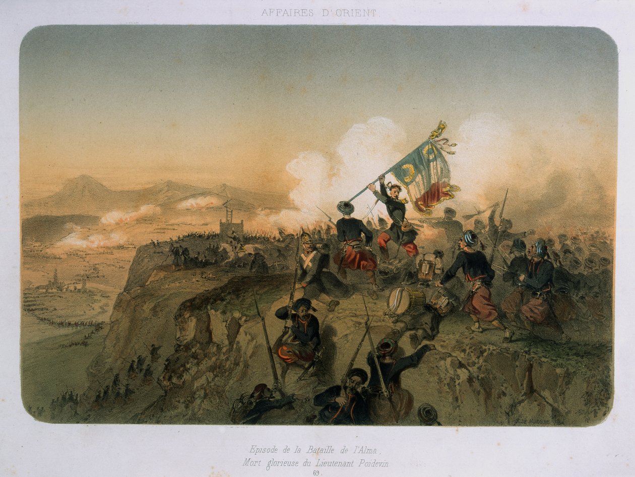 Soldater under angrep i slaget ved Alma 20. september 1854, 1854 av French School
