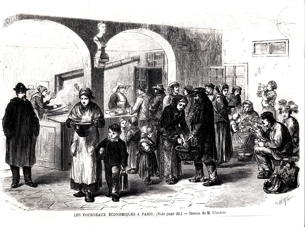 Suppekjøkken i Paris, ca. 1860 av French School