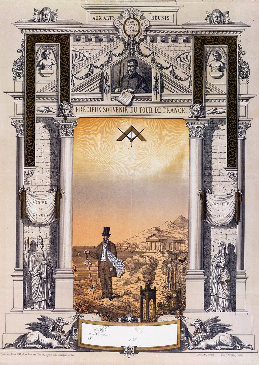 Souvenir av en reisemann arbeider Tour de France etter læretiden hans, ca. 1860 av French School