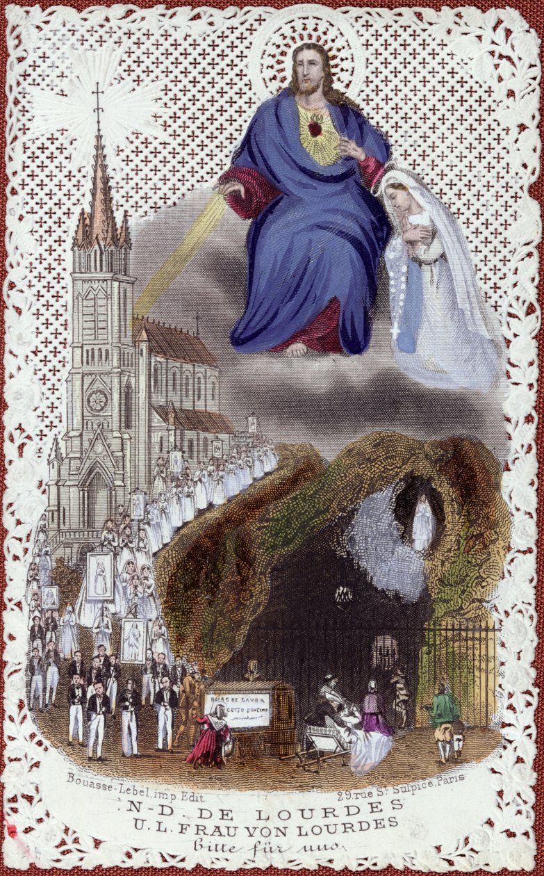Suvenir fra pilegrimsreisen til Lourdes, laget for den internasjonale utstillingen i Paris, 1867 av French School