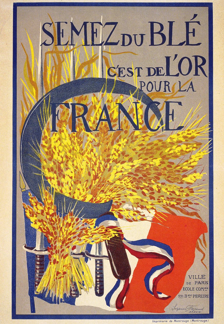 Å så hvete er gull for Frankrike - plakat av French School