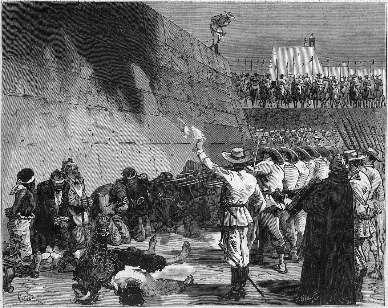 Spansk-amerikansk krig eller cubansk uavhengighetskrig (1868-1898) mellom Spania og Nord-Amerika: den spanske hæren henrettet fangene på det amerikanske skipet «The Virginius» i Santiago de Cuba i november 1873. «The Virginius Affair» er en episode av Te av French School