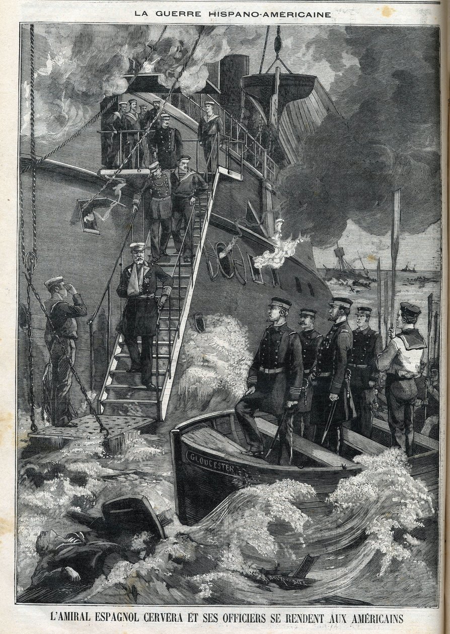Den spanske admiral Cervera og hans offiserer overga seg til amerikanerne. Cubas uavhengighetskrig, som var under spansk styre, brøt ut i 1895, og cubanerne ba amerikanerne om å gripe inn. Dermed begynte og endte krigen mellom Spania og Amerika i 18 av French School