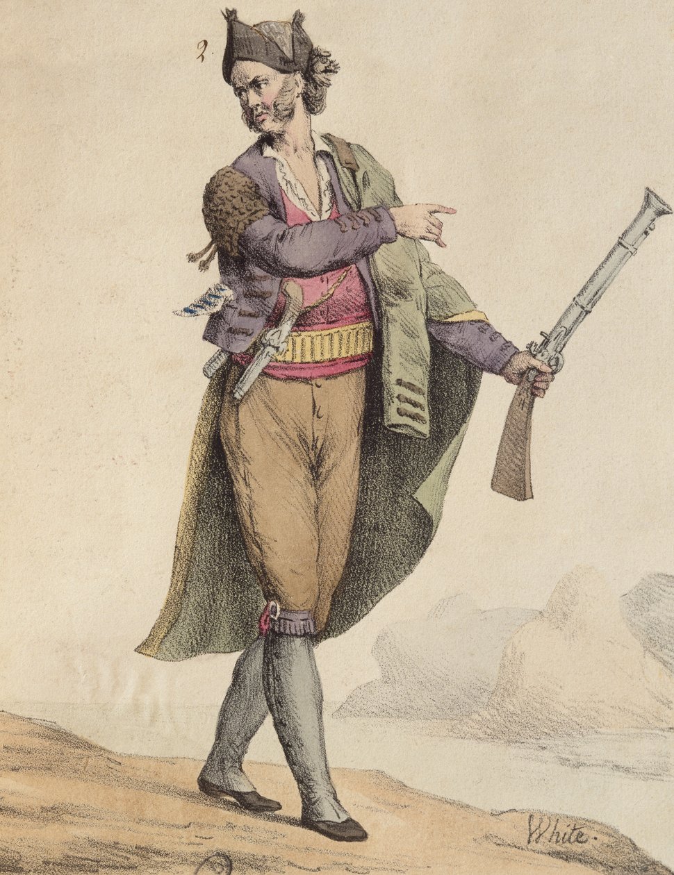 Spansk smugler av Cadiz-området, 1815, gravert av Langlume (1800-tallet) av French School