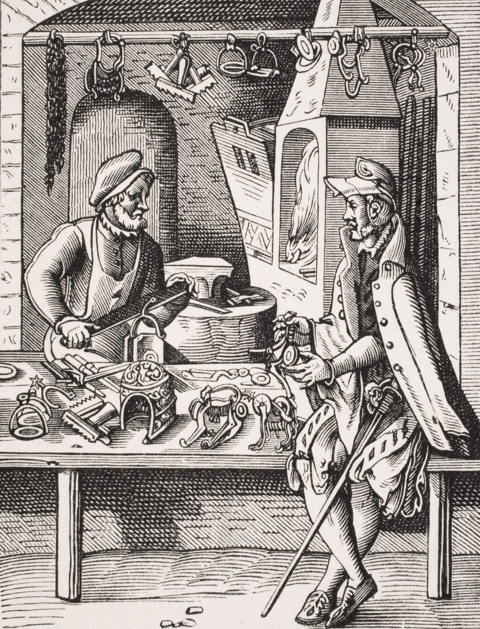 Spur Maker, reproduksjon av et tresnitt av Jost Amman (1539-91) fra 