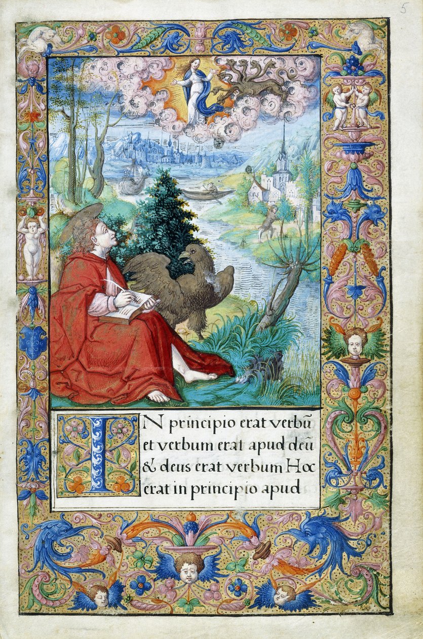 St. John of Patmos, fra en timebok laget for Francois I, ca. 1532-1540 av French School