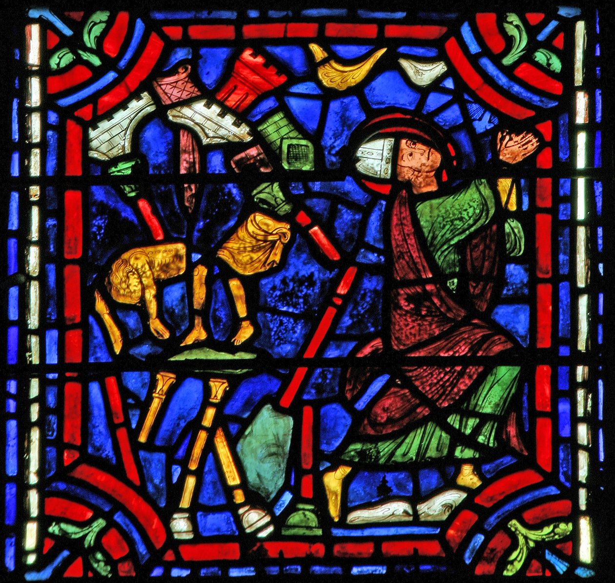 St. Apollinaire: Apollons tempel faller mens han ber (w36) av French School