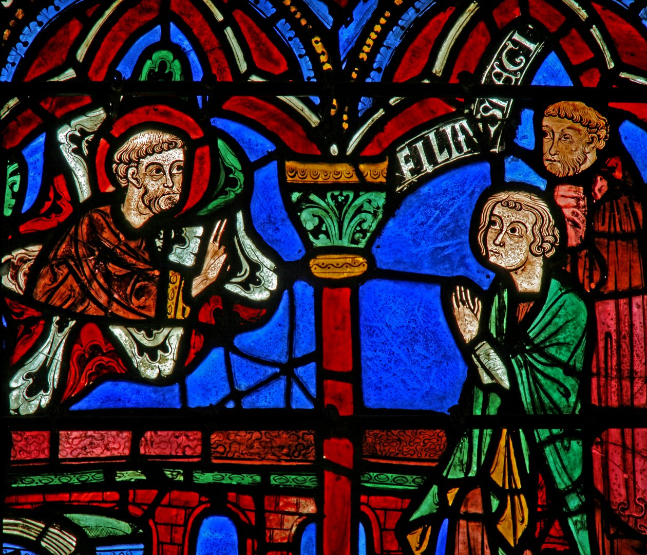 St Cheron-vinduet: vises ved graven hans (w15) av French School
