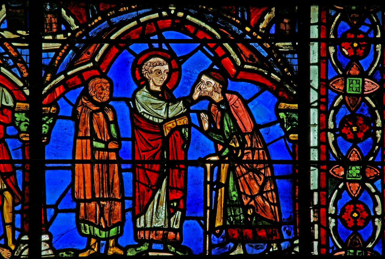 St Cheron-vinduet: helbreder en blind person (w15) av French School