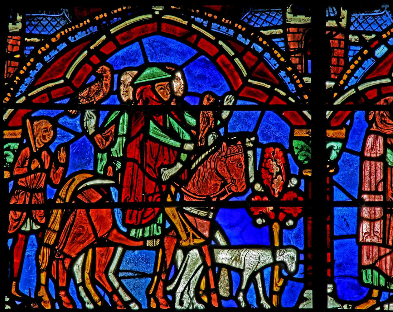 St Cheron-vinduet: prinsenes hest og følge (w15) av French School