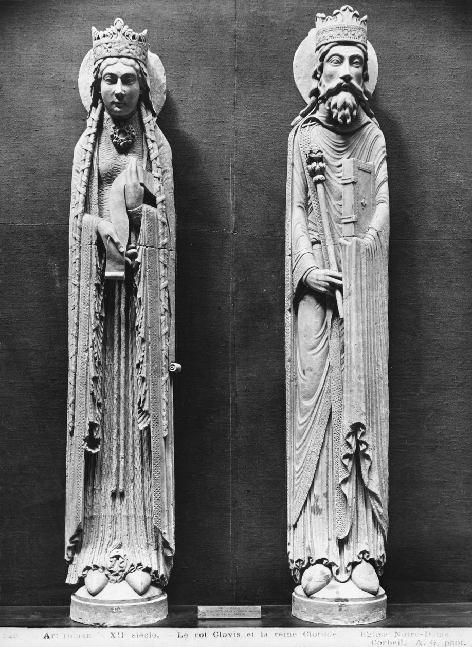 St. Clotilda og Clovis I, fra kirken Notre-Dame of Corbeil (gipsavstøpning) (se også 383112, 383113) av French School