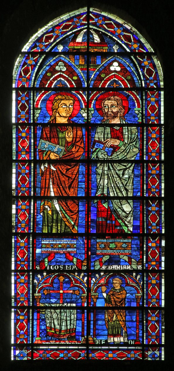 St Cosmos og St Damien; giverprest Geoffrey, (w120) av French School
