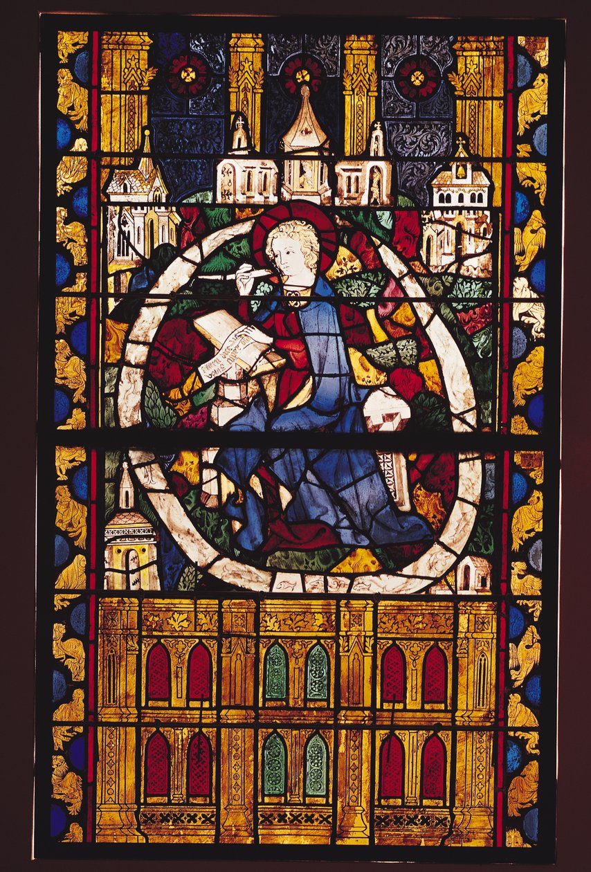 St. Johannes evangelisten skriver Apokalypsen, Parisian School, ca. 1350 av French School