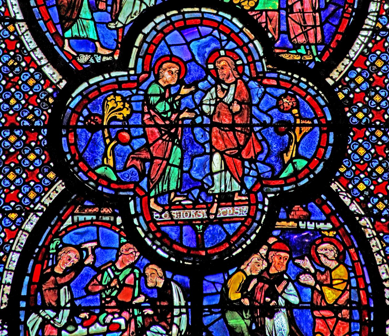 St John-vinduet: Kristus viser seg for St John (w48) av French School