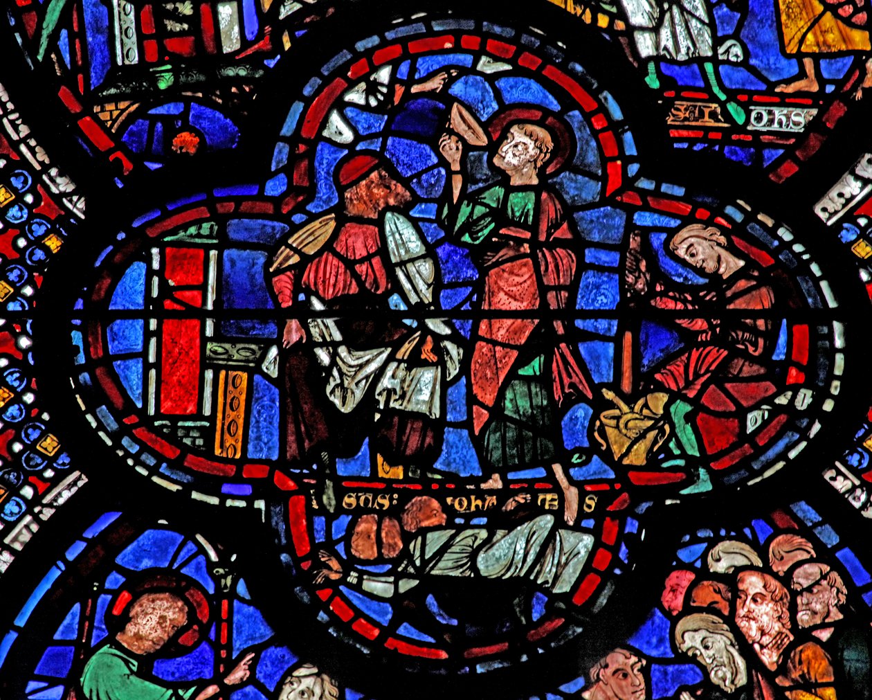 St John-vinduet: han drikker den forgiftede kalken (w48) av French School