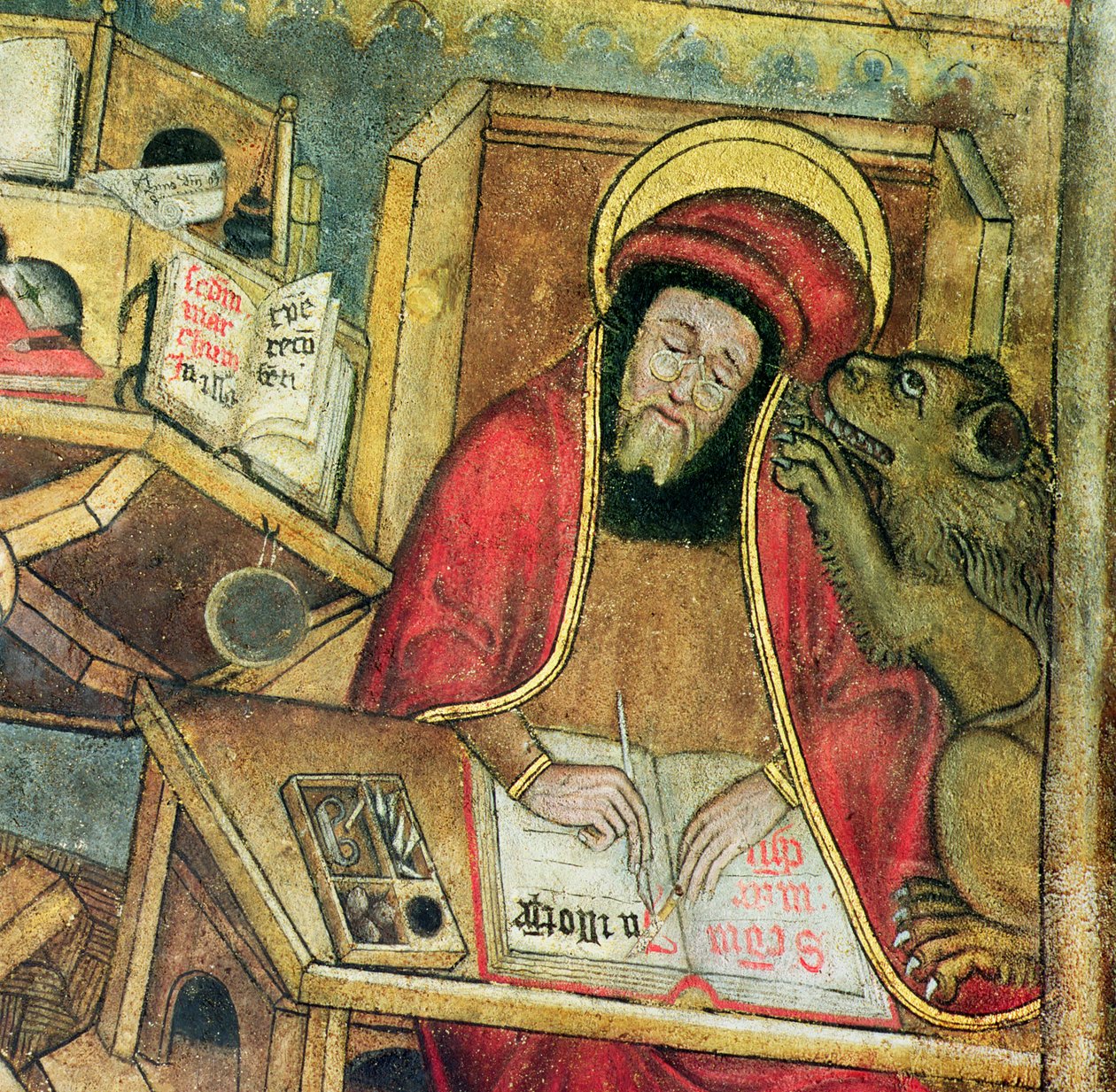 St. Markus skriver sitt evangelium, detalj fra krypten av French School