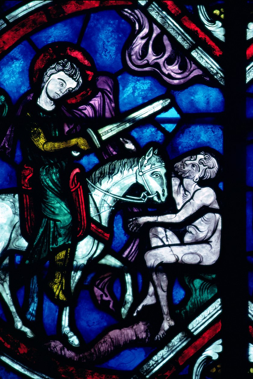 St. Martin deler sin kappe, 1200-tallet av French School