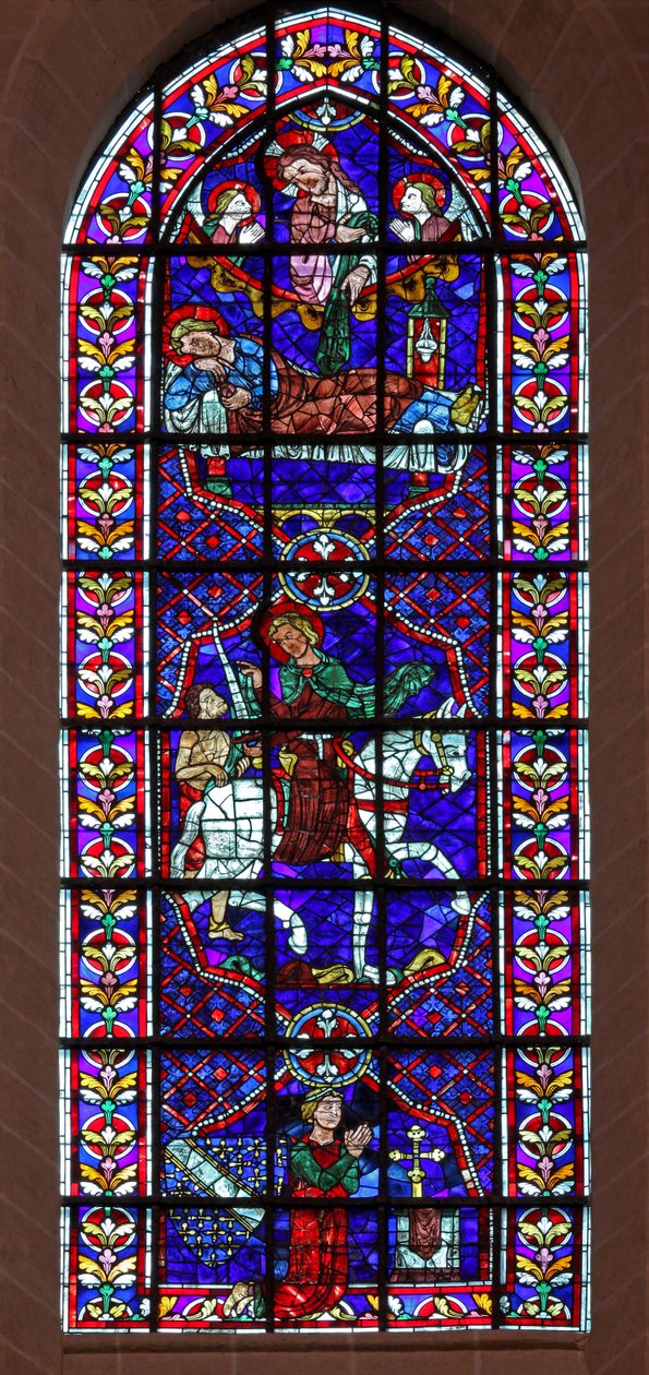 St Martin helbreder de syke og deler kappen sin med en tigger. Thibault VI, greve av Chartres (w109) av French School