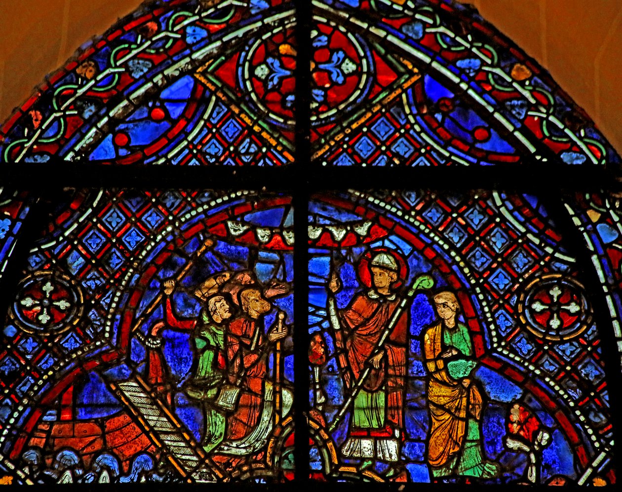 St Nicholas: velsigner pilegrimene som kommer fra båten (w29a) av French School