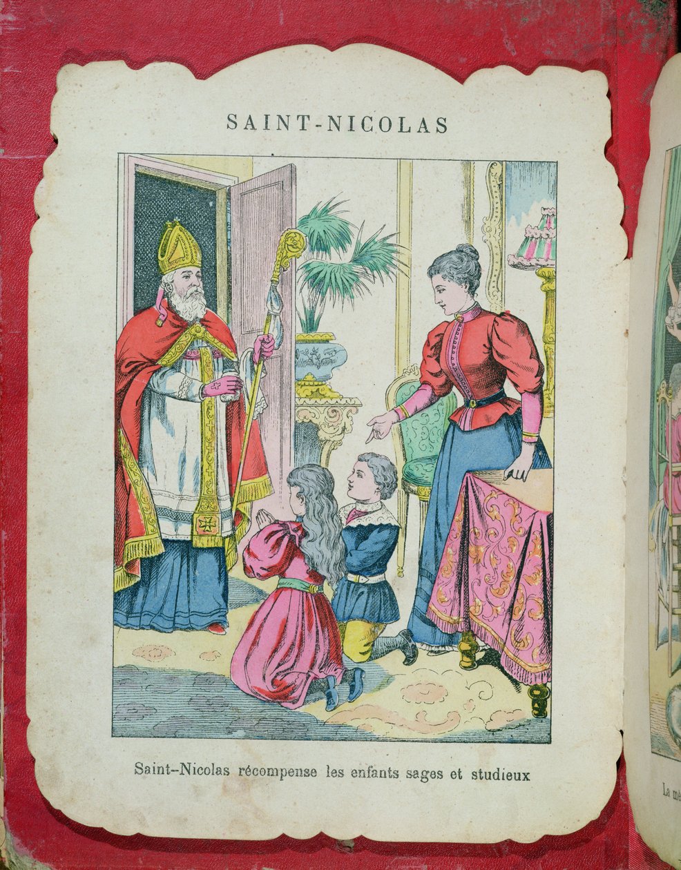 St. Nicholas besøker de veloppdragne og flittige barna, ca. 1880 av French School