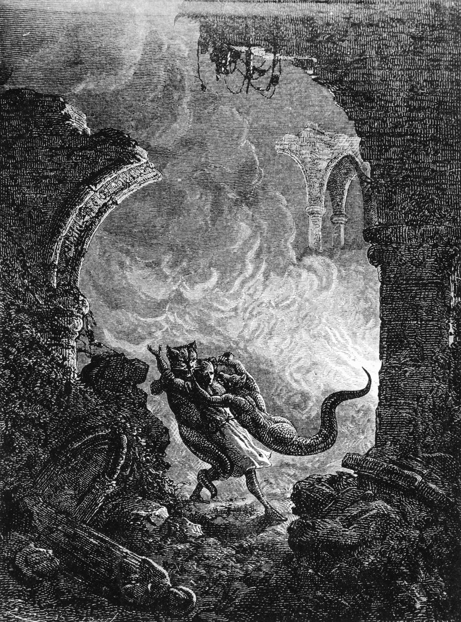 St Patricks Purgatory, midten av C19th av French School