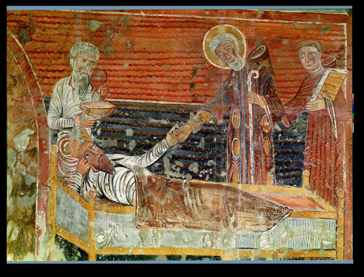 St. Severinus (d.507) herder Clovis I (465-511) kopi av en original fra 1100-tallet i Chateau-Landon-kirken (se også 240221) av French School
