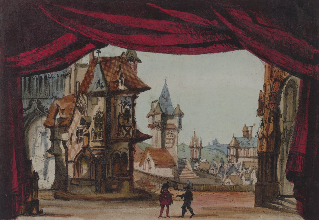 Scenografi for La Juive, første gang fremført på Paris-operaen 23. februar 1835 (wc på papir) av French School