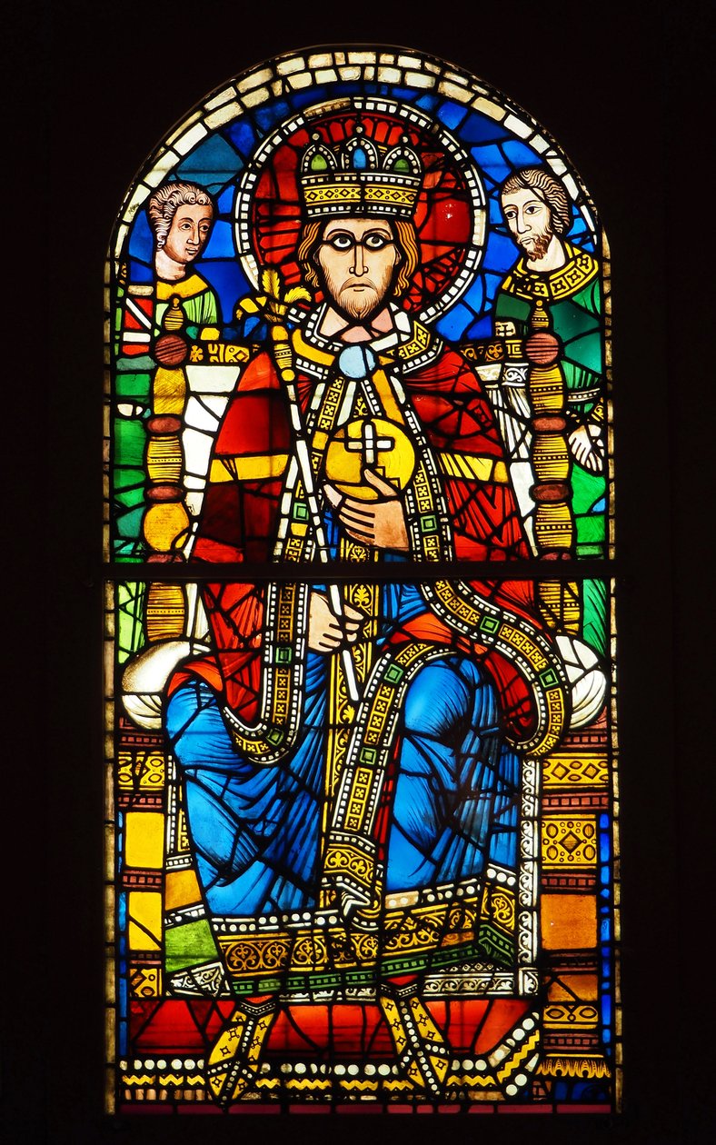 Farget glass. Keiser i Majestet, slutten av XII århundre av French School